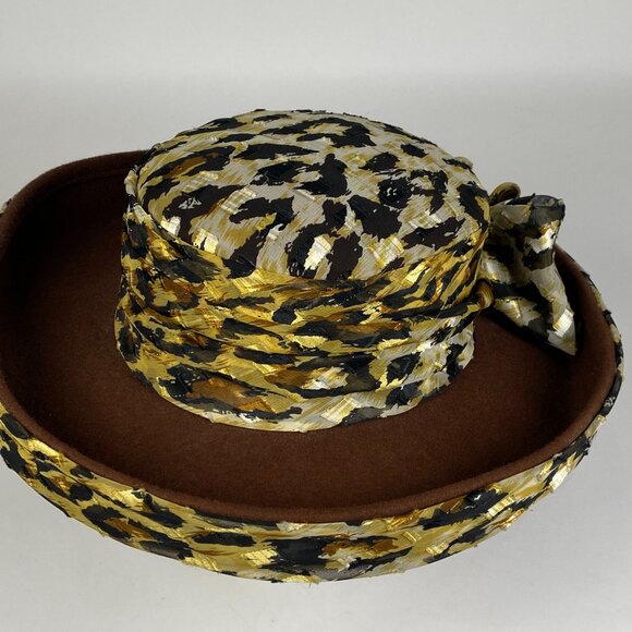 Sonni San Francisco Wool Felt Wide Brim Ladies Hat Leopard Print Ribbon Bow main image 9